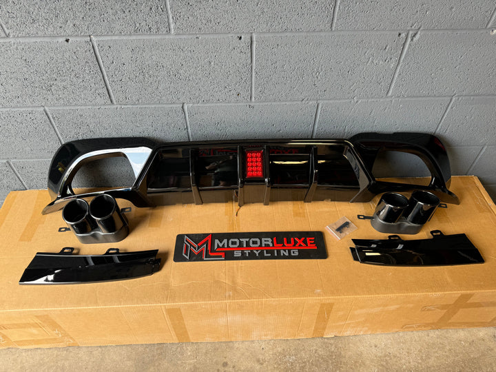BMW 3 SERIES G20 G21 GLOSS BLACK REAR DIFFUSER WITH LIGHT EXHAUST ...