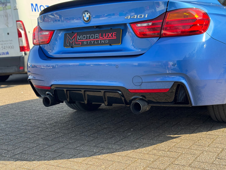 BMW 4 SERIES 435i 440i GLOSS BLACK REAR DIFFUSER – MotorLuxe Styling